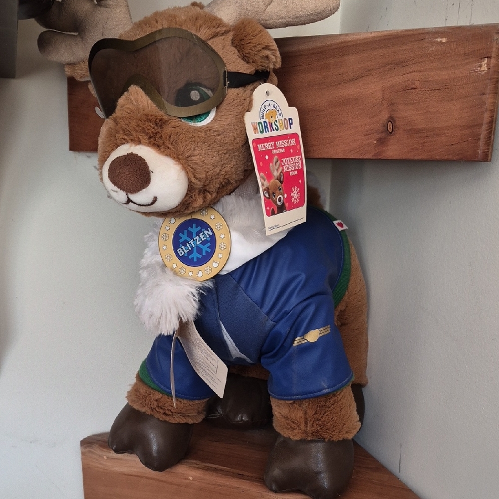 Build-A-Bear Reindeer with Blue and Brown Outfit